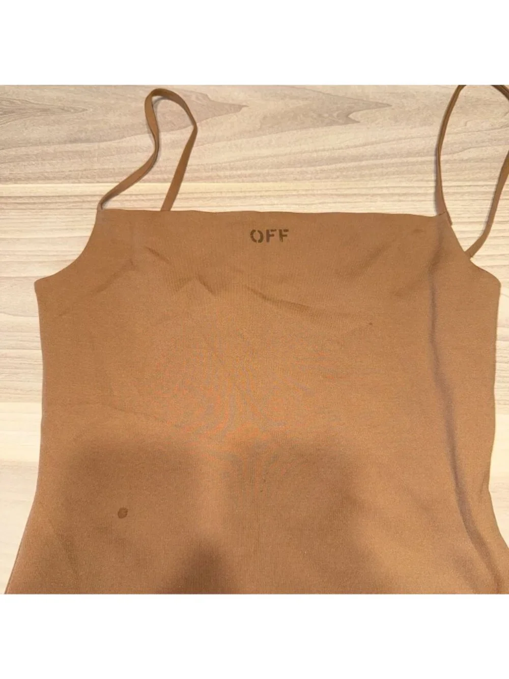 Off-White Brown Logo Sleeveless Stretch Midi Pencil Dress Women's IT 40 US 4